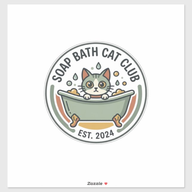 Sticker Chat de bain savon POD Art Vector - Club Chat de B (Feuille)