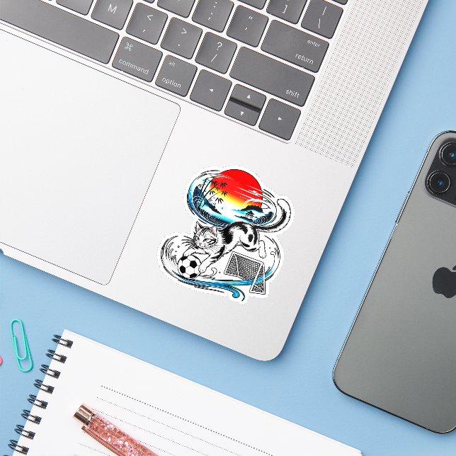 Sticker Chat de foot japonais vibrant - Pour les fans d'ar (Ordinateur portable avec iPhone)
