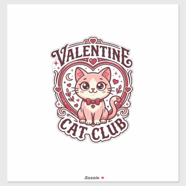 Sticker Chat de la Saint-Valentin Dessin drôle pour amateu (Feuille)