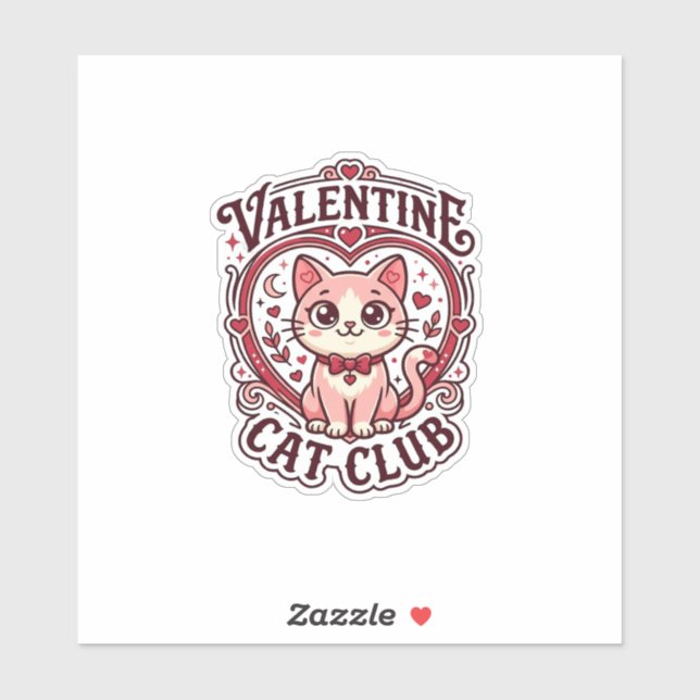 Sticker Chat de la Saint-Valentin Dessin drôle pour amateu (Feuille)