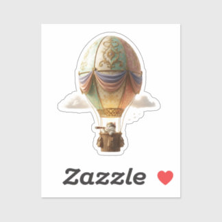 Sticker Chat de Pâques magique en montgolfière Œuf Voyage