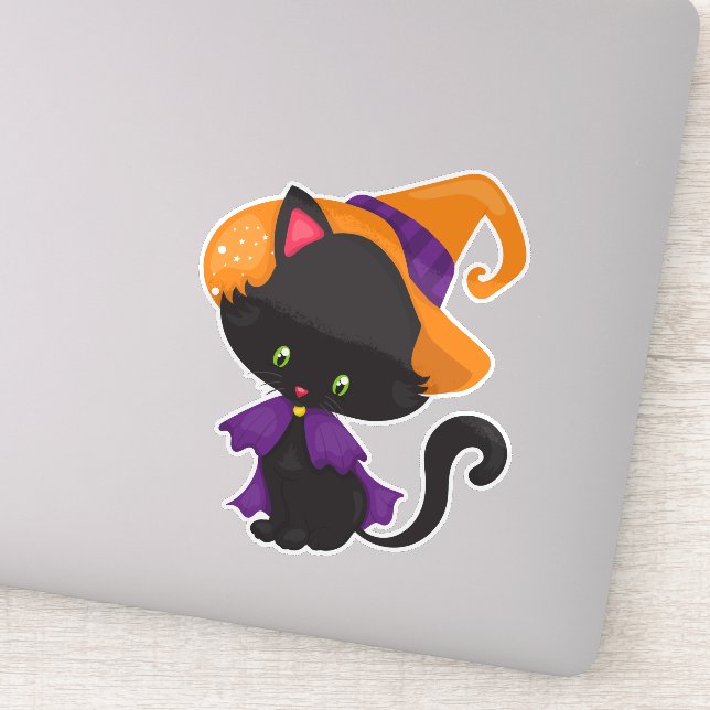 Sticker Chat d'Halloween, Chat mignonne, Chat noir, Casque (Détail)