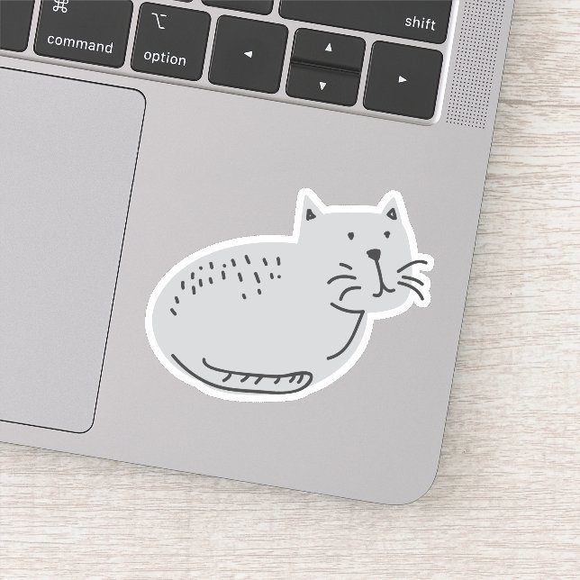Sticker Chat Doodle gris mignon (Détail)