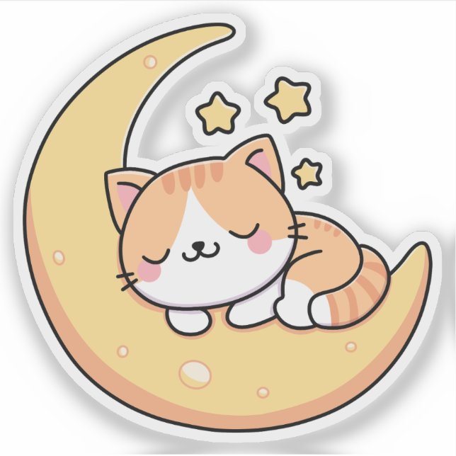 Sticker Chat dormant sur la Lune (Devant)