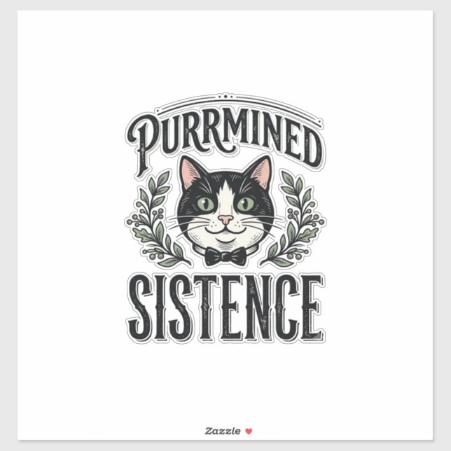 Sticker Chat Drôle Purrminé Sistence Graphique Vintage_1 (Feuille)