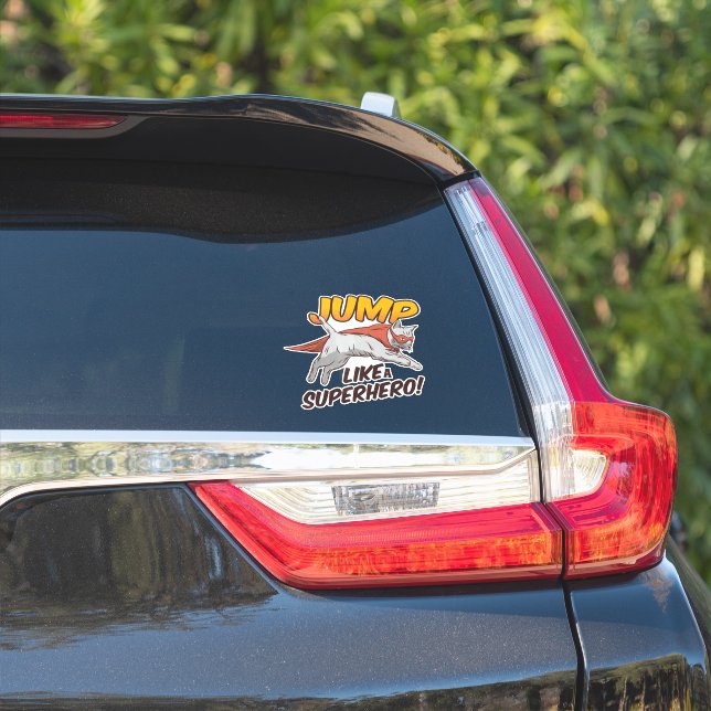 Sticker Chat Drôle Saute Comme Un Super-Héros Chat Masqué (Côté voiture)