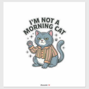 Sticker Chat du matin Gravure vintage T-shirt drôle de cha