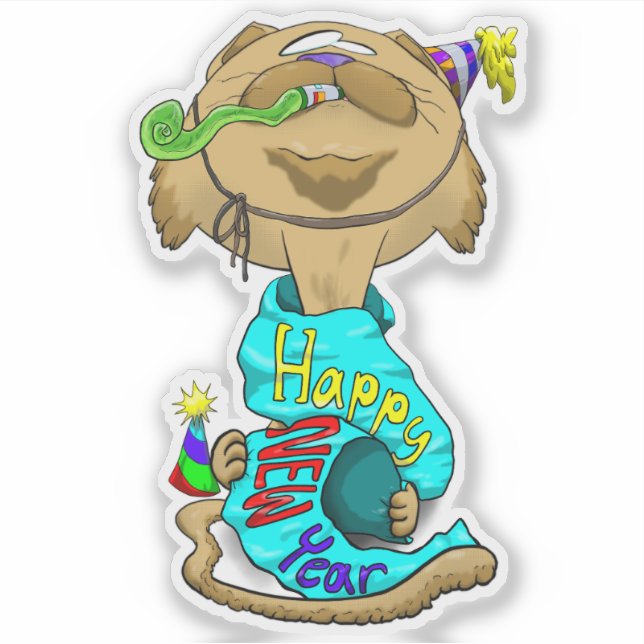Sticker Chat du Nouvel An de Big Head (Devant)
