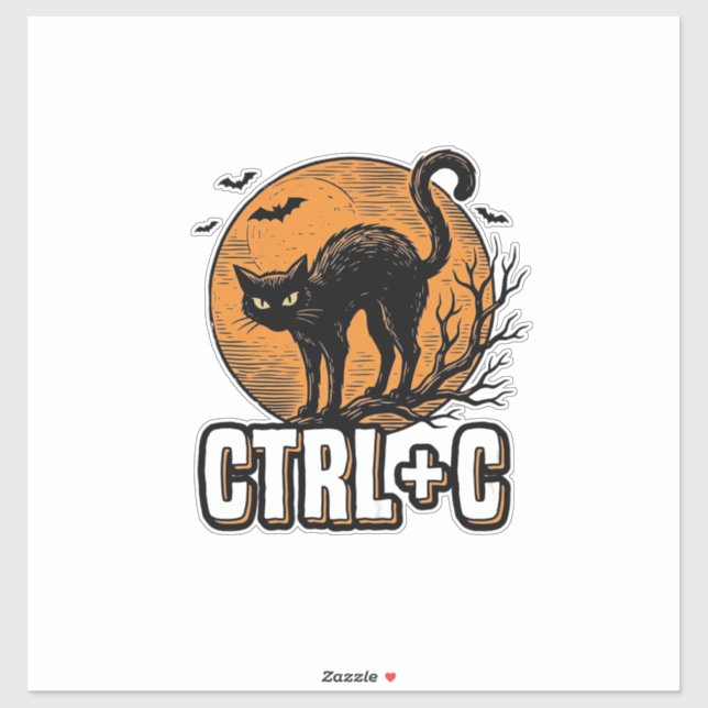 Sticker Chat effrayant CTRL C Conception vectorielle Hallo (Feuille)