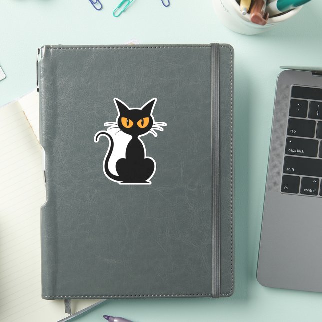 Sticker Chat Éffrayant d'Halloween noir (Créateur téléchargé)