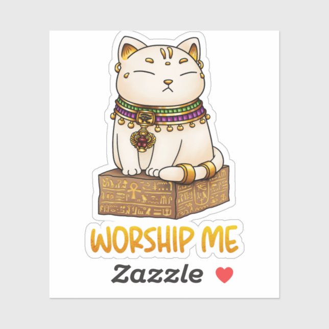 Sticker Chat égyptien Dieu Bastet Adorez-moi (Feuille)