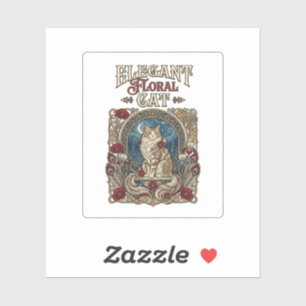 Sticker Chat Élégant Floral Art Nouveau Vintage Vector