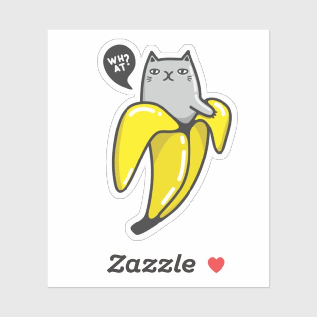 Sticker Chat en banane (Feuille)