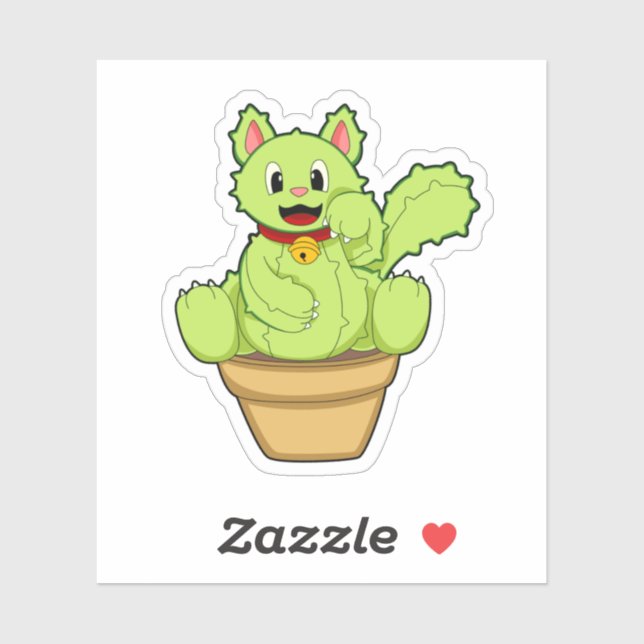 Sticker Chat en cactus (Feuille)