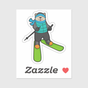 Sticker Chat en Skier avec Ski