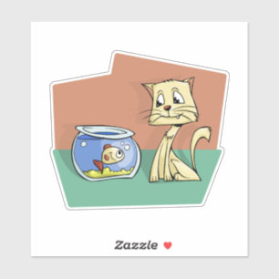 Sticker Chat et cuvette de poisson