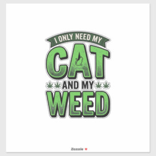 Sticker Chat et herbe vintage gravure T-Shirt Design_1