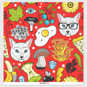 Sticker Chat et oeuf sur le rouge