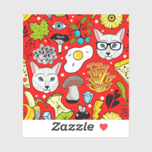 Sticker Chat et oeuf sur le rouge