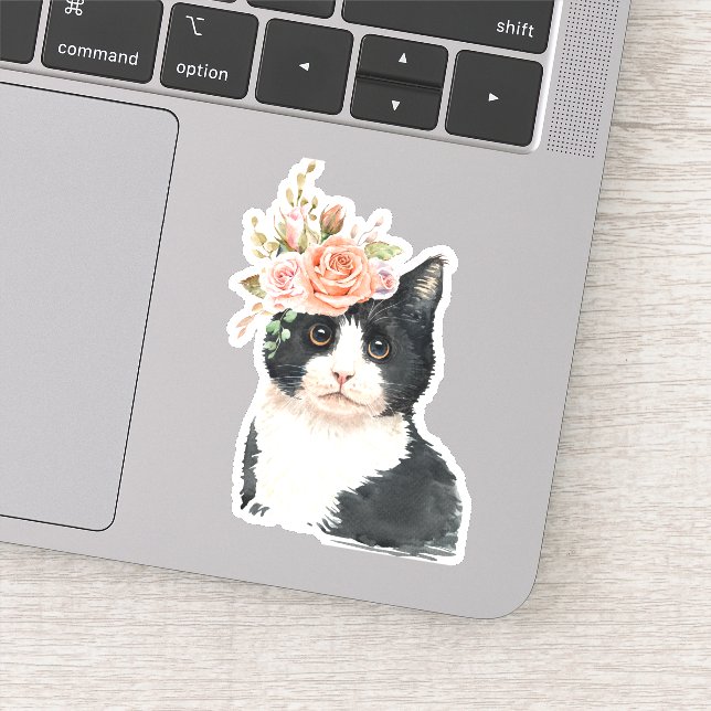 Sticker Chat Fleur Élégante (Détail)