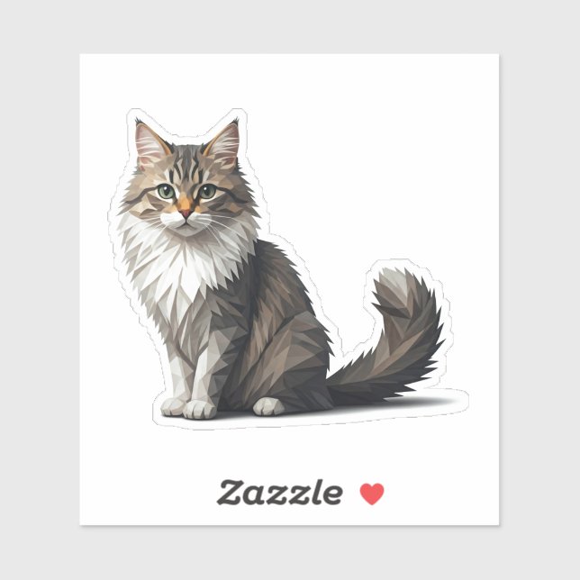 Sticker Chat géométrique (Feuille)