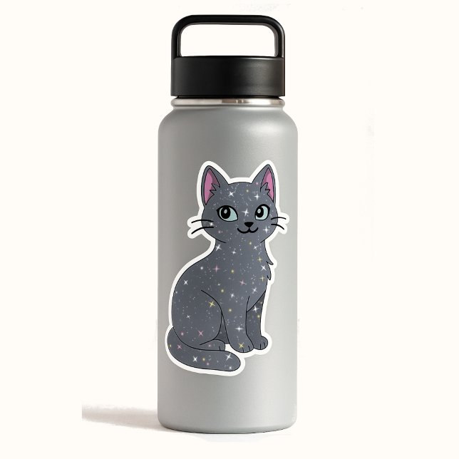 Sticker Chat gris scintillant mystique  (Créateur téléchargé)