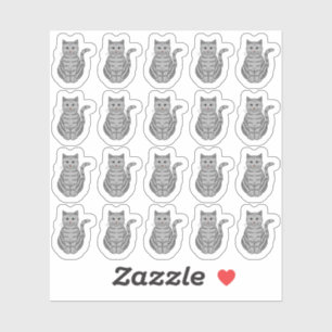 Sticker Chat Gris Tabby Planificateur de Compagnon à Quatr