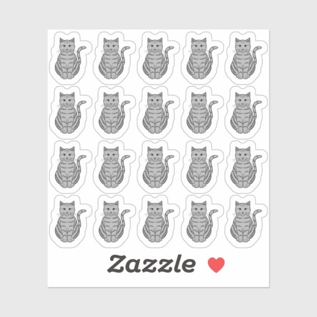 Sticker Chat Gris Tabby Planificateur de Compagnon à Quatr (Feuille)
