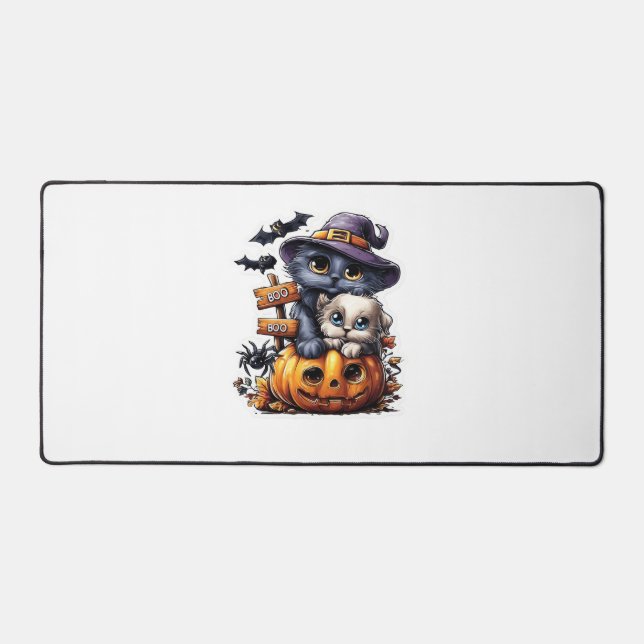 Sticker Chat Halloween mignonne - Casquette sorciè (Recto)