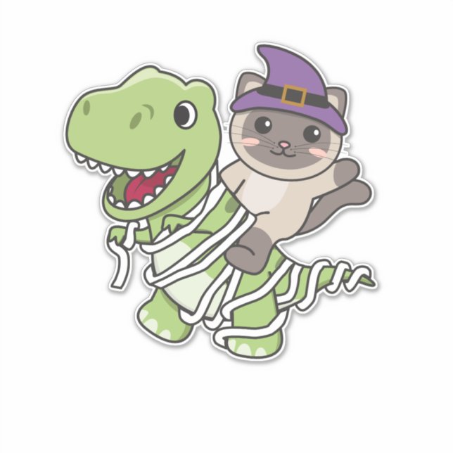Sticker Chat Happy Halloween T-rex costume maman (Devant)