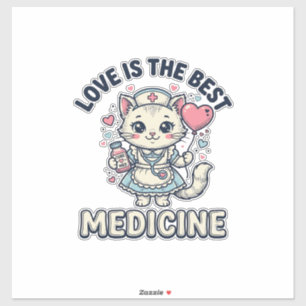 Sticker Chat infirmière mignonne L'amour est la meilleure