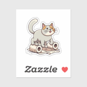 Sticker Chat Jouant avec du Papier Toilette