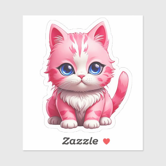 Sticker Chat Kitty Rose Cute (Feuille)