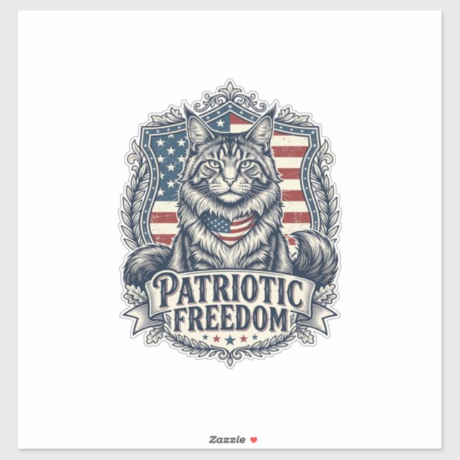 Sticker Chat Maine Coon Patriotique (Feuille)