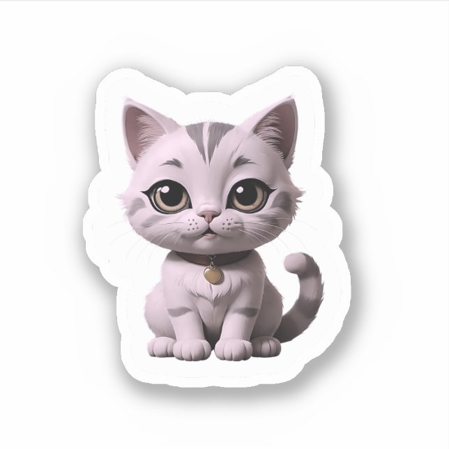 Sticker chat mignon avec de beaux yeux (Devant)