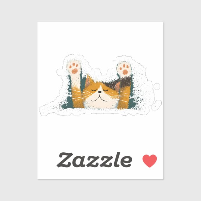 Sticker Chat mignon drôle qui fait une sieste (Feuille)