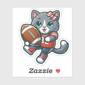Sticker Chat mignon Jouer au football - 01