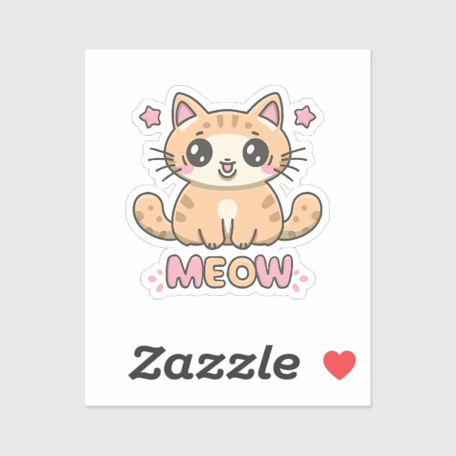 Sticker chat mignon miaou (Feuille)