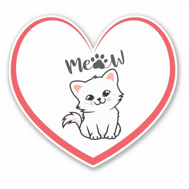 Sticker Chat mignon Red Hart (Devant)