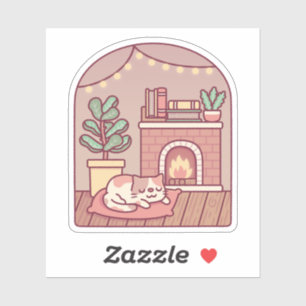 Sticker Chat Mignon Se Réchauffant Et Se Blottissant Devan