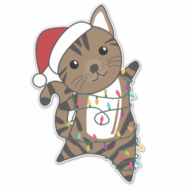 Sticker Chat Noël Neige Hiver Animaux Chats (Devant)