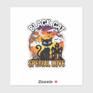 Sticker Chat Noir Amour Spécial Halloween Maison Hantée Ch