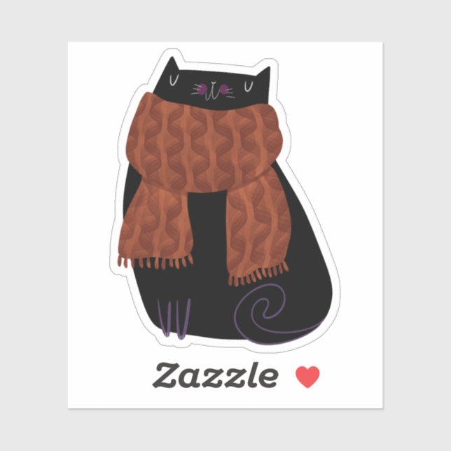 Sticker Chat noir automne saison Halloween Éffrayant migno (Feuille)