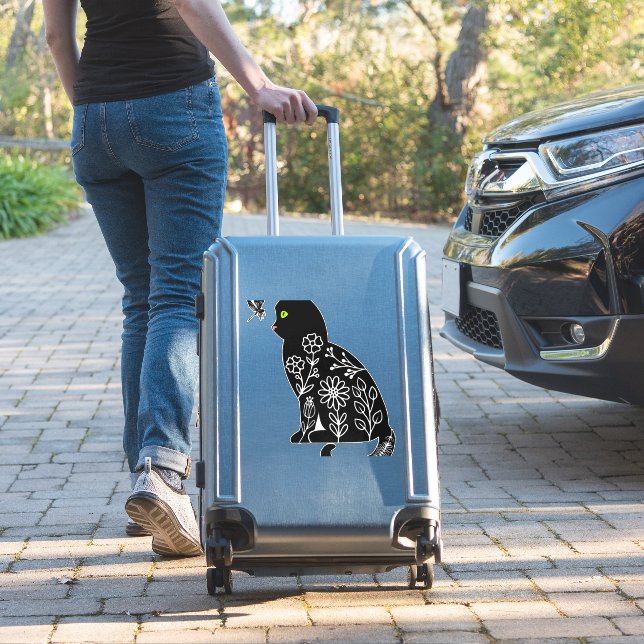 Sticker Chat noir aux yeux verts (Valise Insitu)