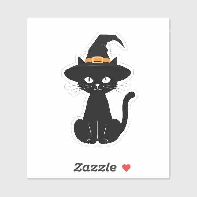 Sticker Chat noir avec design casquette sorcier (Halloween (Feuille)