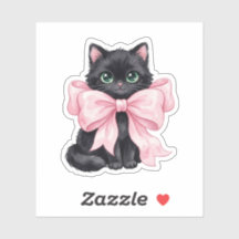 Chat Noir Avec Grand Nœud Ruban Rose Halloween