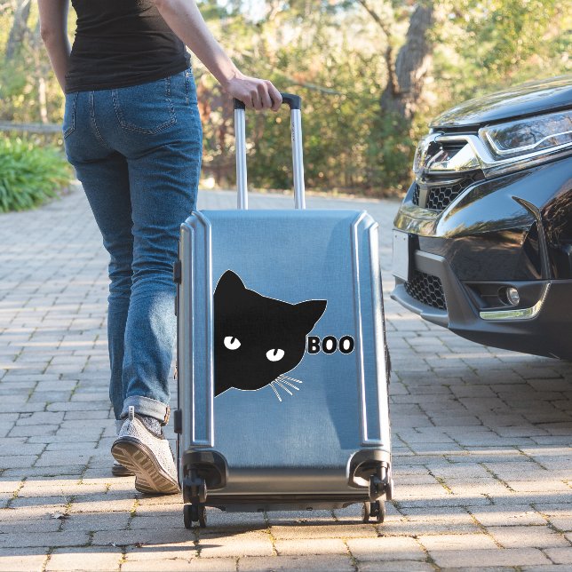 Sticker Chat noir boo cadeau Halloween chats (Valise Insitu)