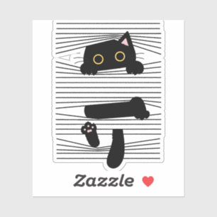 Sticker Chat Noir Caché Mignon Drôle Minimaliste Amour Des