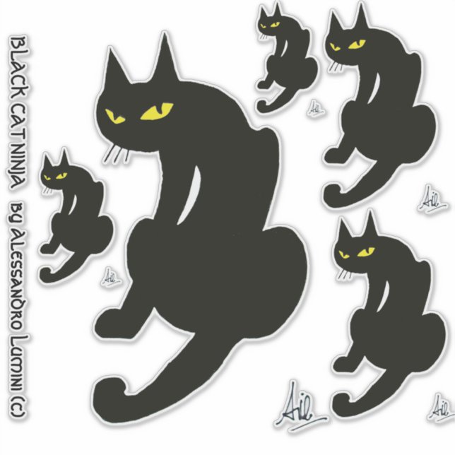 STICKER CHAT NOIR DE NINJA (Devant)