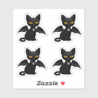 Sticker Chat noir d'Halloween avec des ailes, ensemble de 